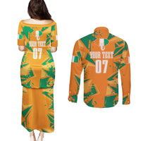 Ivory Coast Football Custom Couples Matching Puletasi and Long Sleeve Button Shirt Les Elephants Champions LT7 - Wonder Print Shop
