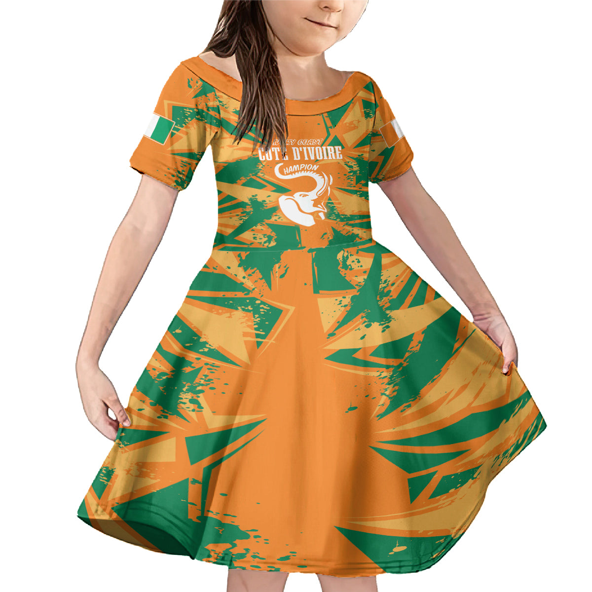 Ivory Coast Football Custom Family Matching Mermaid Dress and Hawaiian Shirt Les Elephants Champions LT7 - Wonder Print Shop