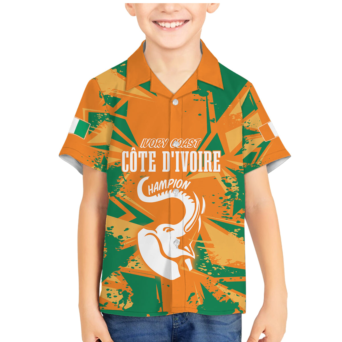 Ivory Coast Football Custom Family Matching Mermaid Dress and Hawaiian Shirt Les Elephants Champions LT7 - Wonder Print Shop