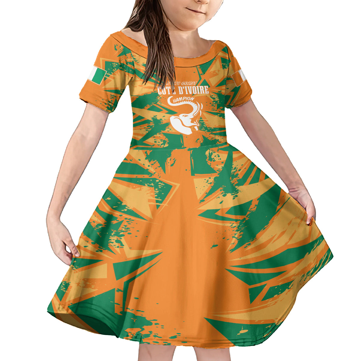 Ivory Coast Football Custom Family Matching Tank Maxi Dress and Hawaiian Shirt Les Elephants Champions - Wonder Print Shop
