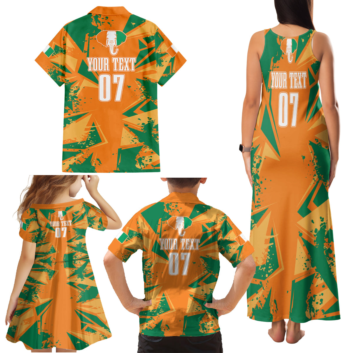 Ivory Coast Football Custom Family Matching Tank Maxi Dress and Hawaiian Shirt Les Elephants Champions - Wonder Print Shop