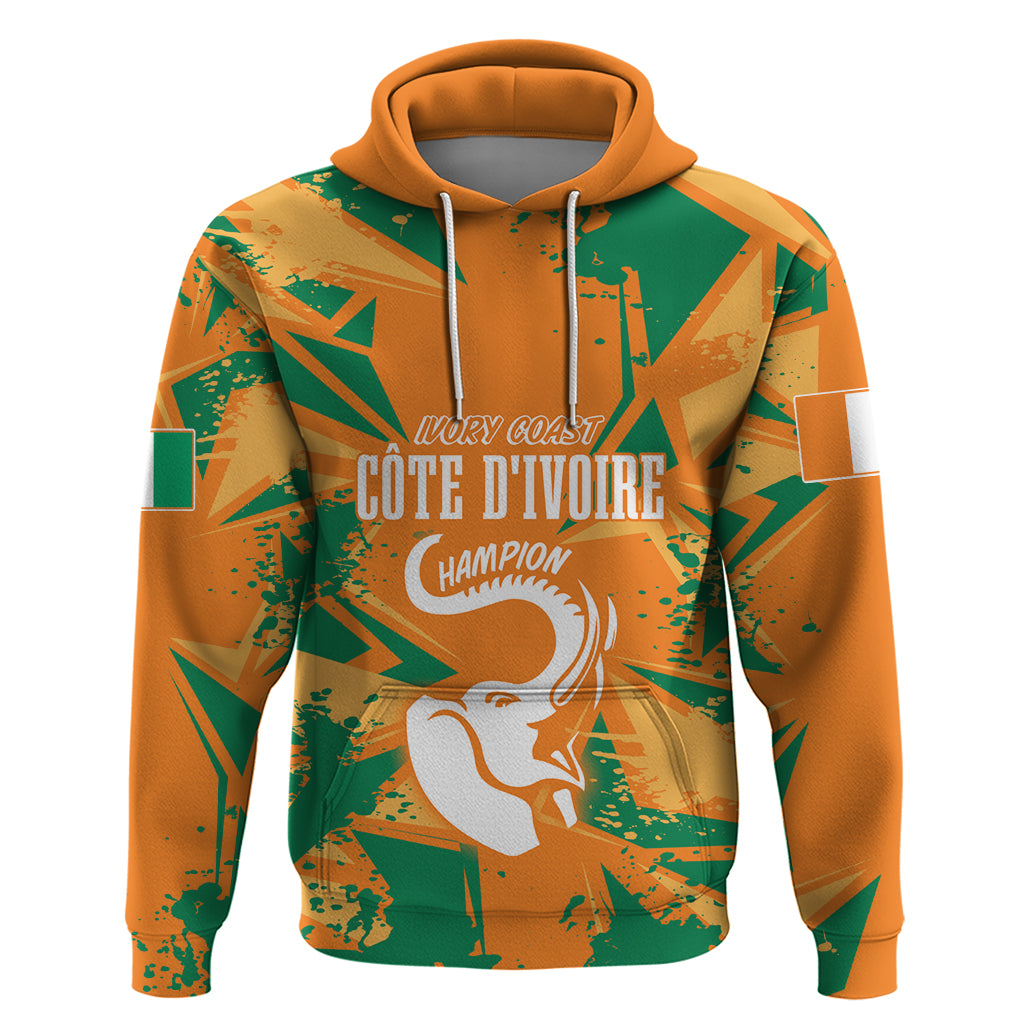 Ivory Coast Football Custom Hoodie Les Elephants Champions - Wonder Print Shop