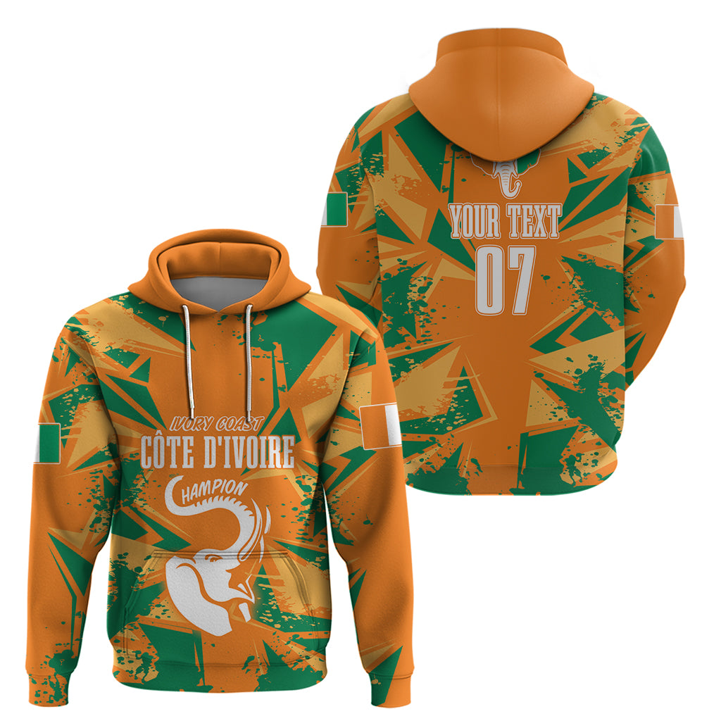 Ivory Coast Football Custom Hoodie Les Elephants Champions - Wonder Print Shop