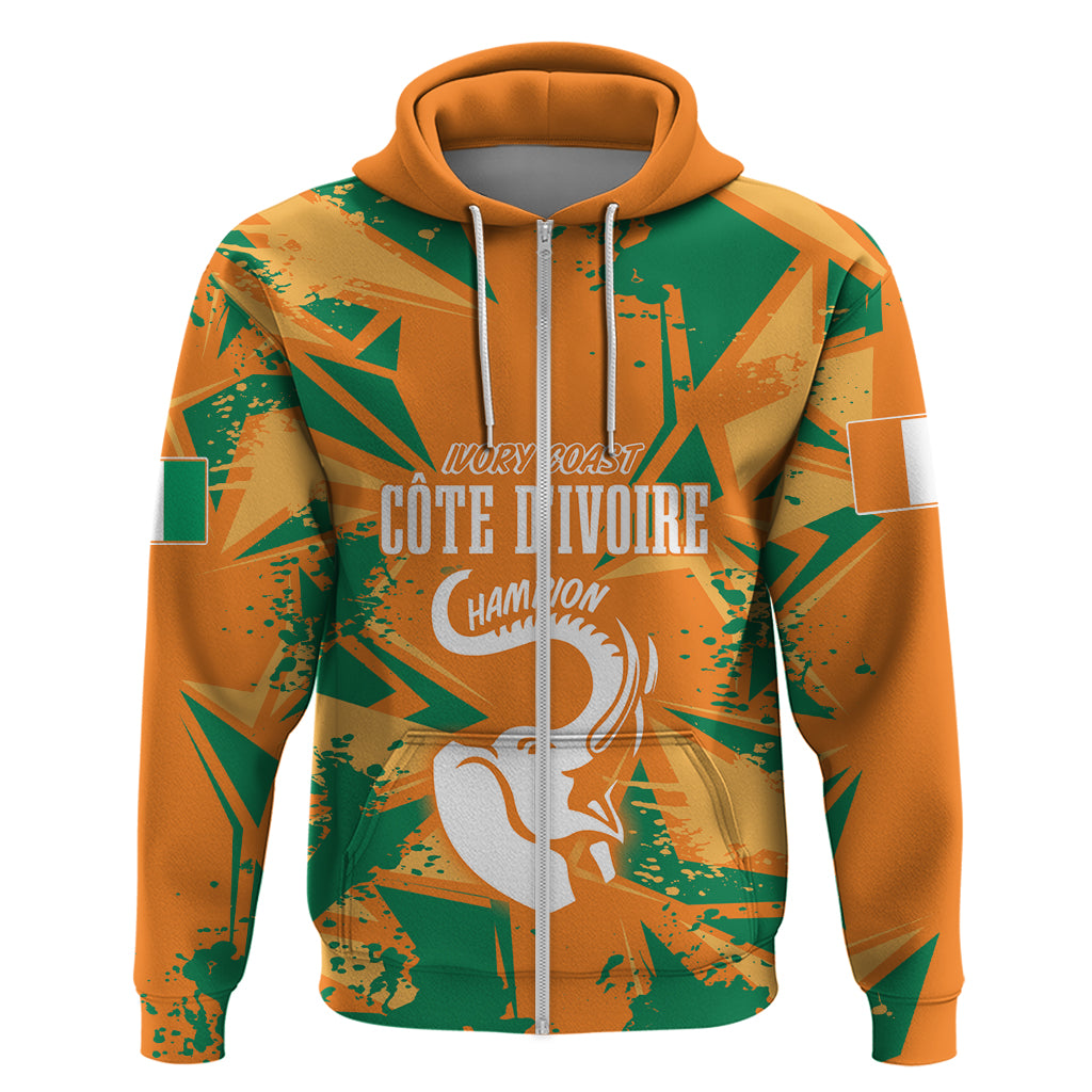 Ivory Coast Football Custom Hoodie Les Elephants Champions - Wonder Print Shop