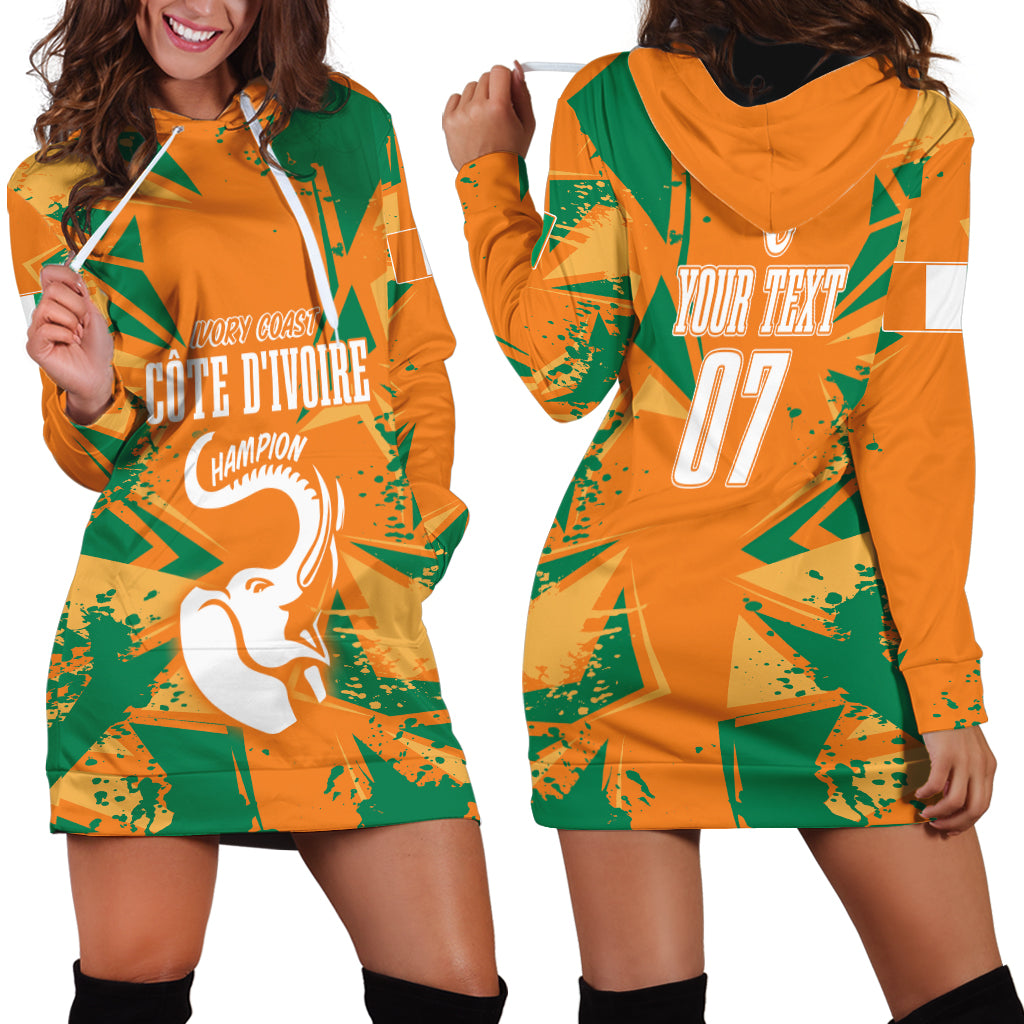 Ivory Coast Football Custom Hoodie Dress Les Elephants Champions - Wonder Print Shop