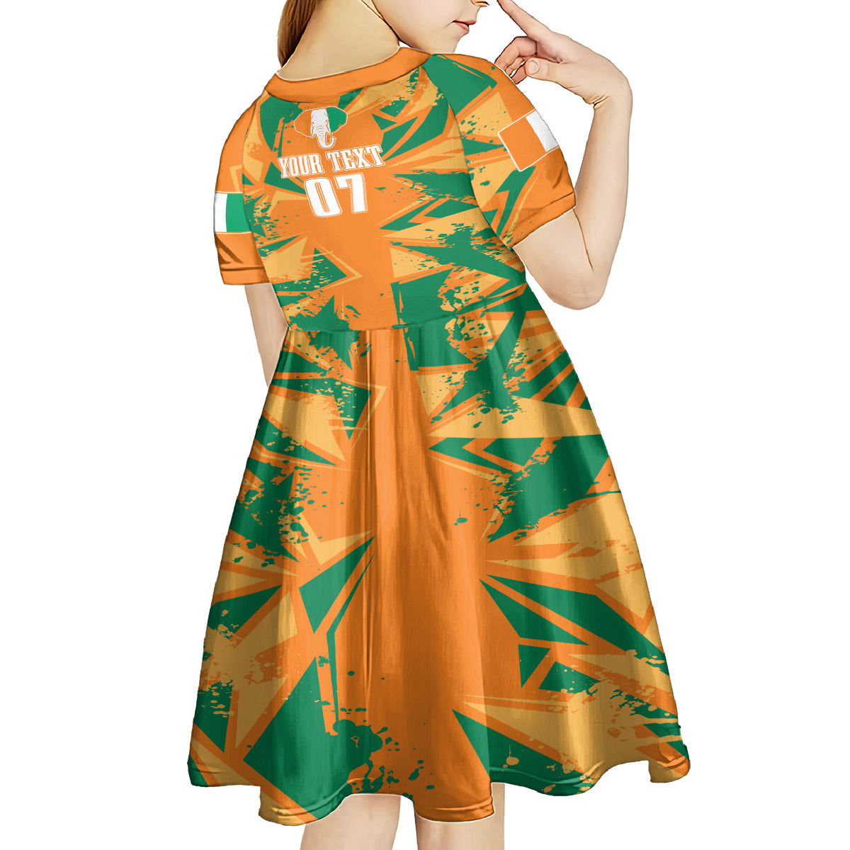 Ivory Coast Football Custom Kid Short Sleeve Dress Les Elephants Champions - Wonder Print Shop