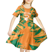 Ivory Coast Football Custom Kid Short Sleeve Dress Les Elephants Champions - Wonder Print Shop
