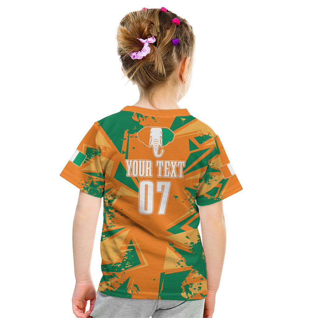 Ivory Coast Football Custom Kid T Shirt Les Elephants Champions - Wonder Print Shop