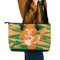 Ivory Coast Football Custom Leather Tote Bag Les Elephants Champions - Wonder Print Shop