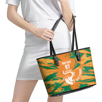 Ivory Coast Football Custom Leather Tote Bag Les Elephants Champions - Wonder Print Shop