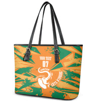Ivory Coast Football Custom Leather Tote Bag Les Elephants Champions - Wonder Print Shop