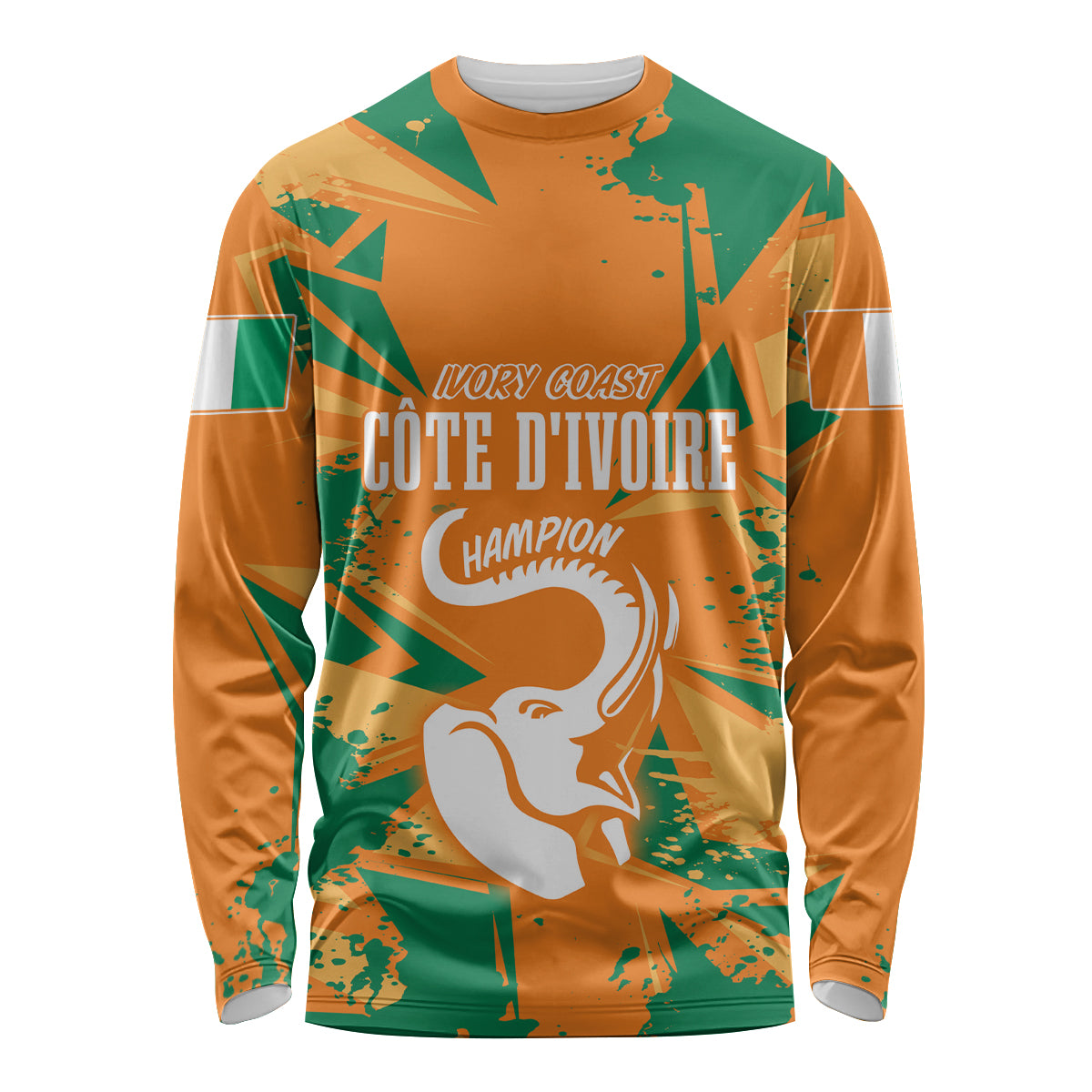 Ivory Coast Football Custom Long Sleeve Shirt Les Elephants Champions - Wonder Print Shop