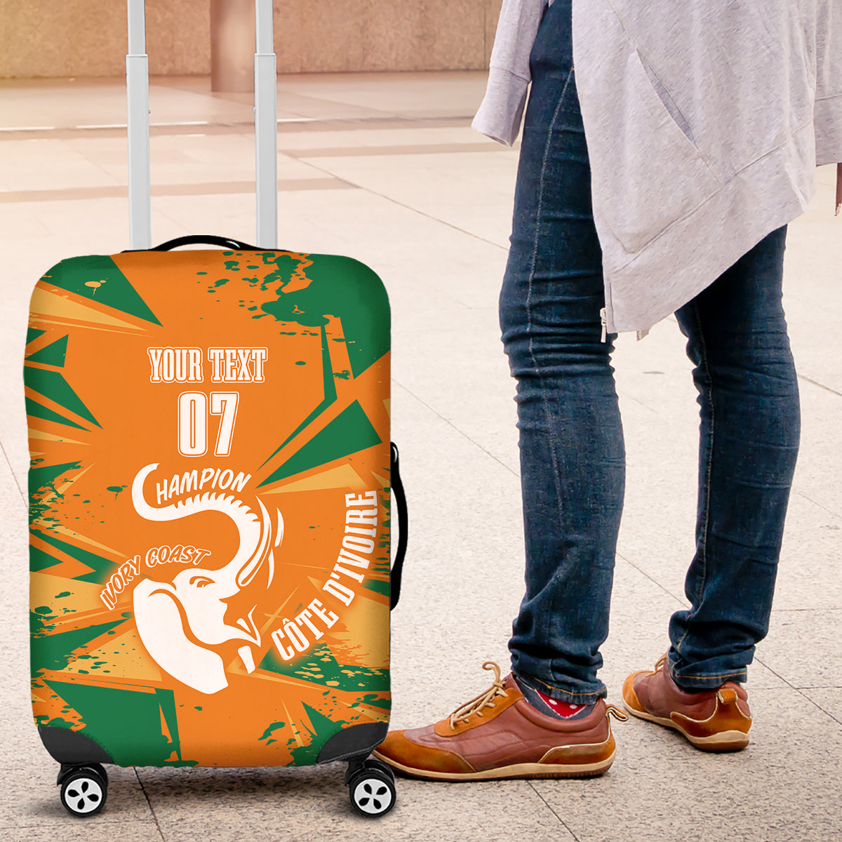 Ivory Coast Football Custom Luggage Cover Les Elephants Champions - Wonder Print Shop