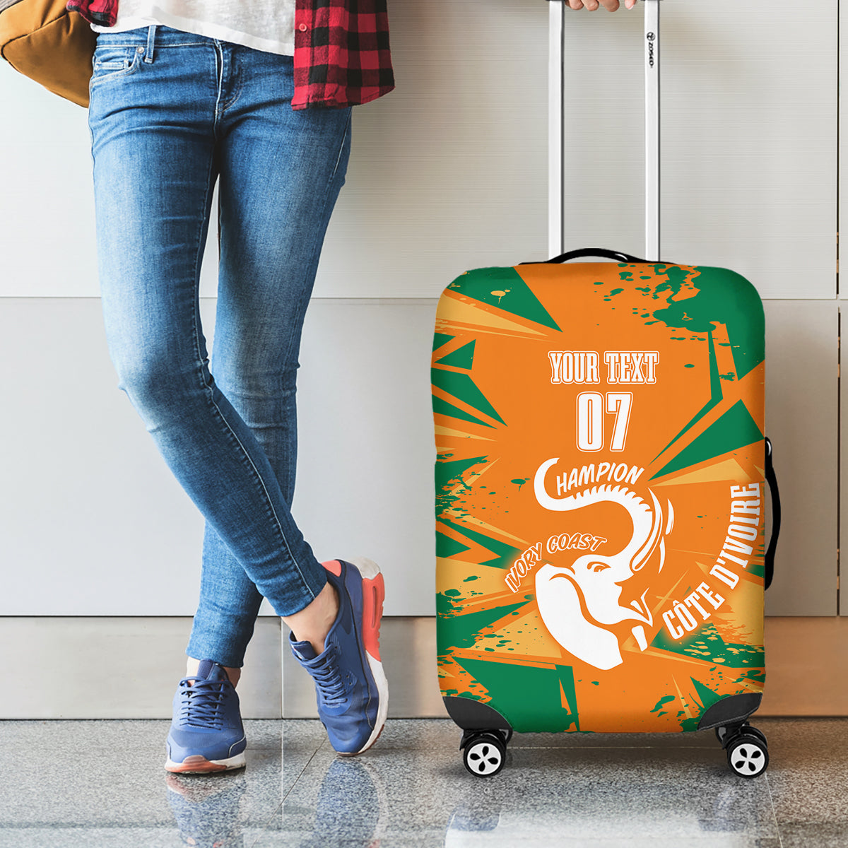 Ivory Coast Football Custom Luggage Cover Les Elephants Champions - Wonder Print Shop
