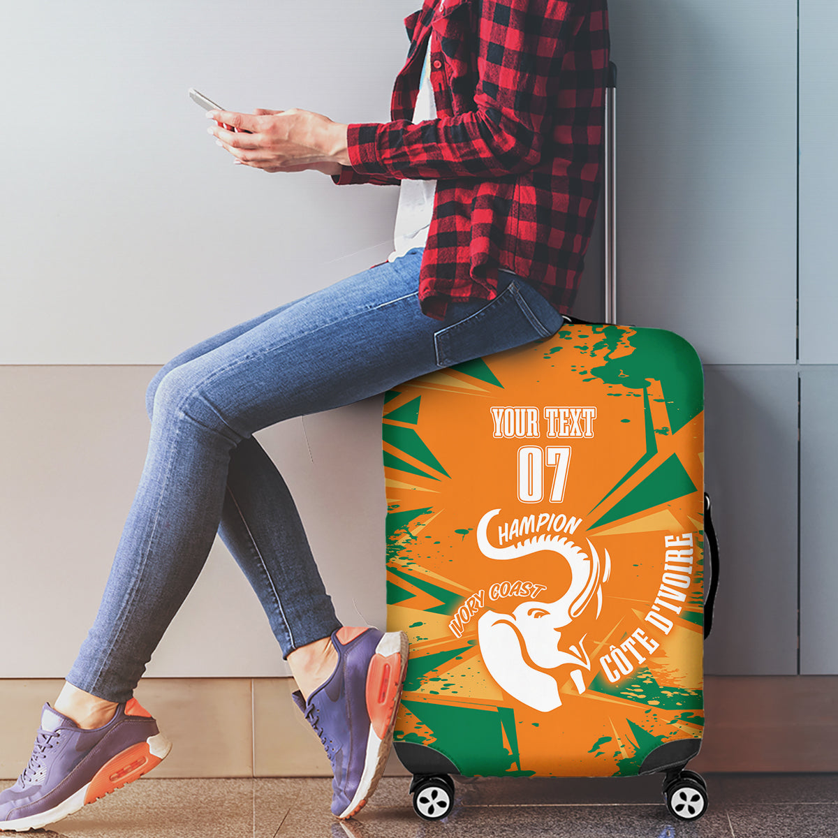 Ivory Coast Football Custom Luggage Cover Les Elephants Champions - Wonder Print Shop