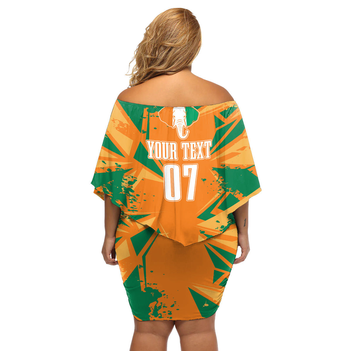 Ivory Coast Football Custom Off Shoulder Short Dress Les Elephants Champions - Wonder Print Shop