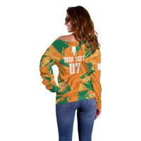 Ivory Coast Football Custom Off Shoulder Sweater Les Elephants Champions - Wonder Print Shop