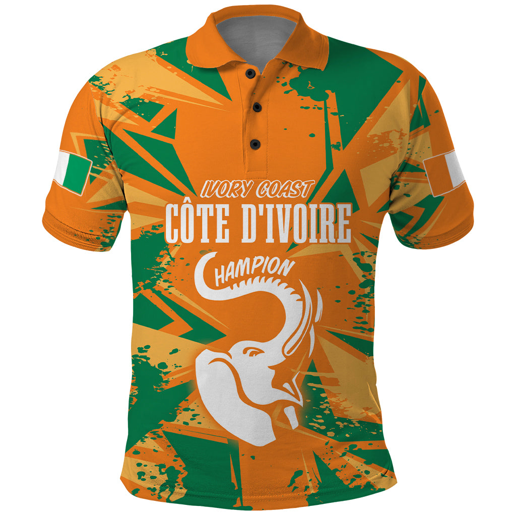 Ivory Coast Football Custom Polo Shirt Les Elephants Champions - Wonder Print Shop