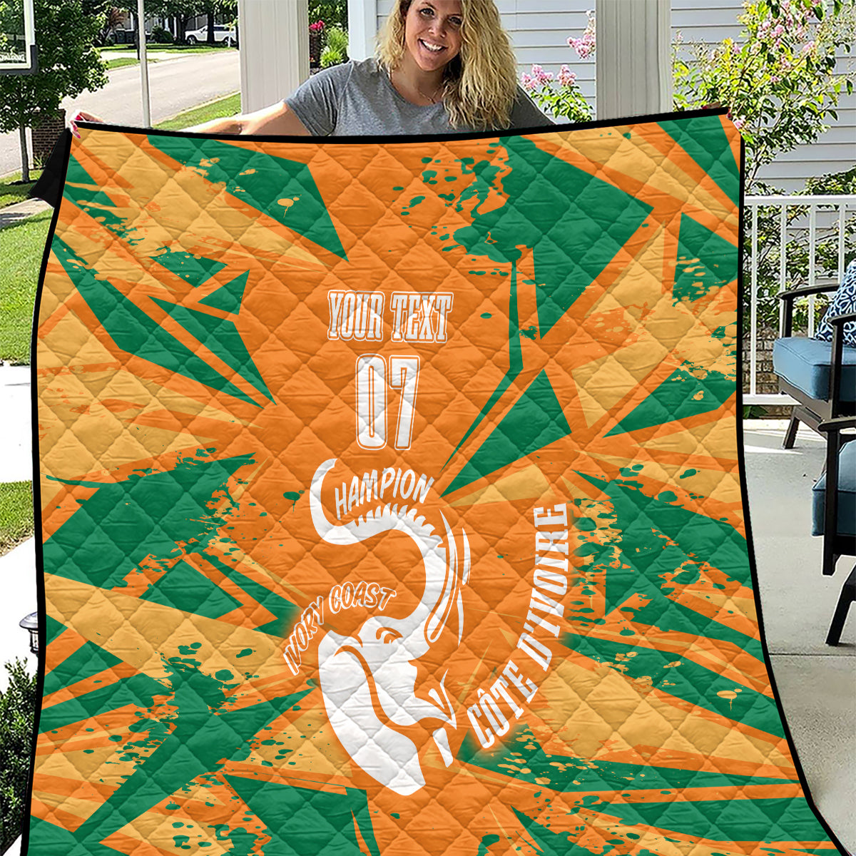 Ivory Coast Football Custom Quilt Les Elephants Champions - Wonder Print Shop