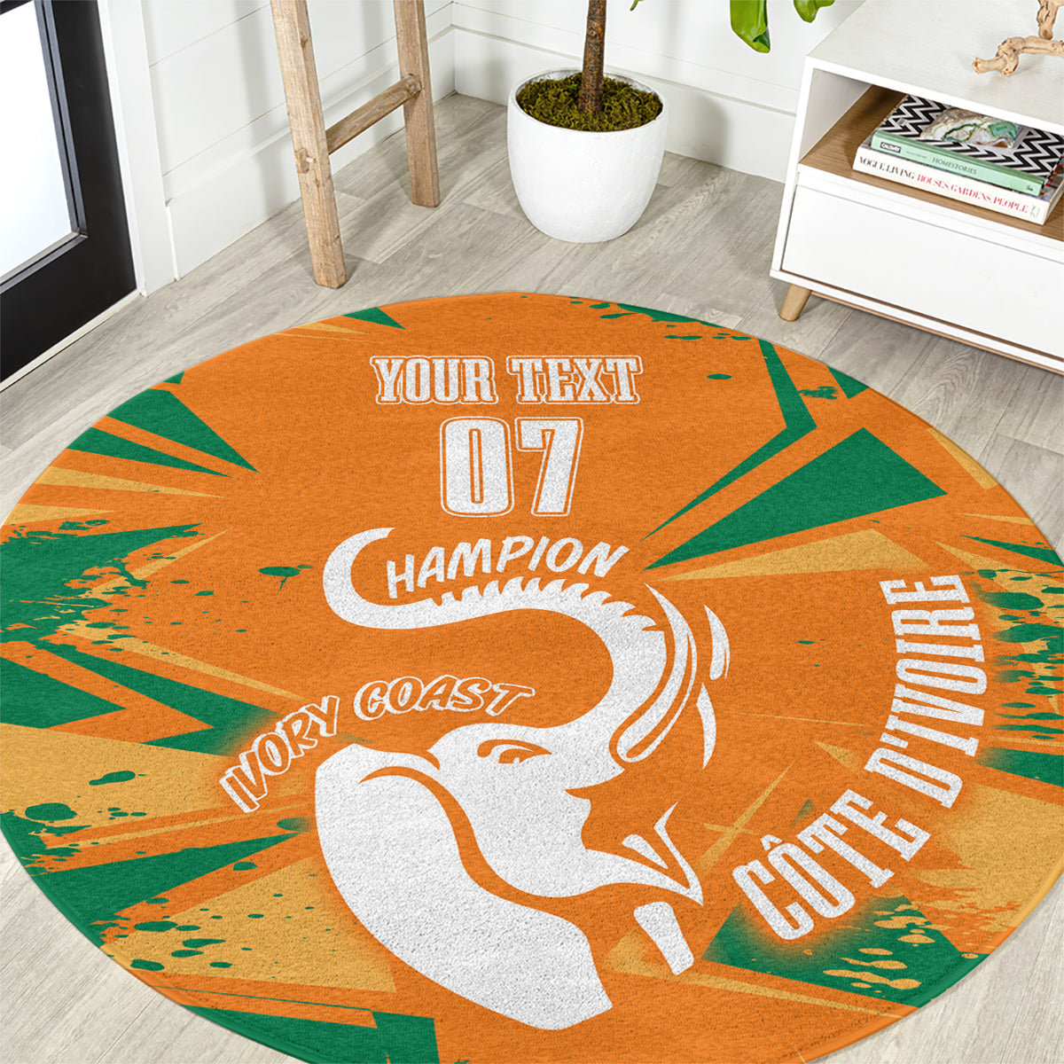 Ivory Coast Football Custom Round Carpet Les Elephants Champions