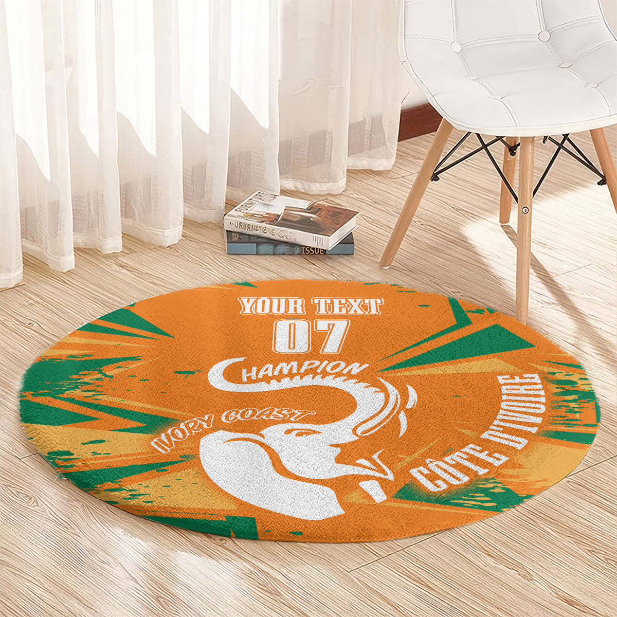 Ivory Coast Football Custom Round Carpet Les Elephants Champions