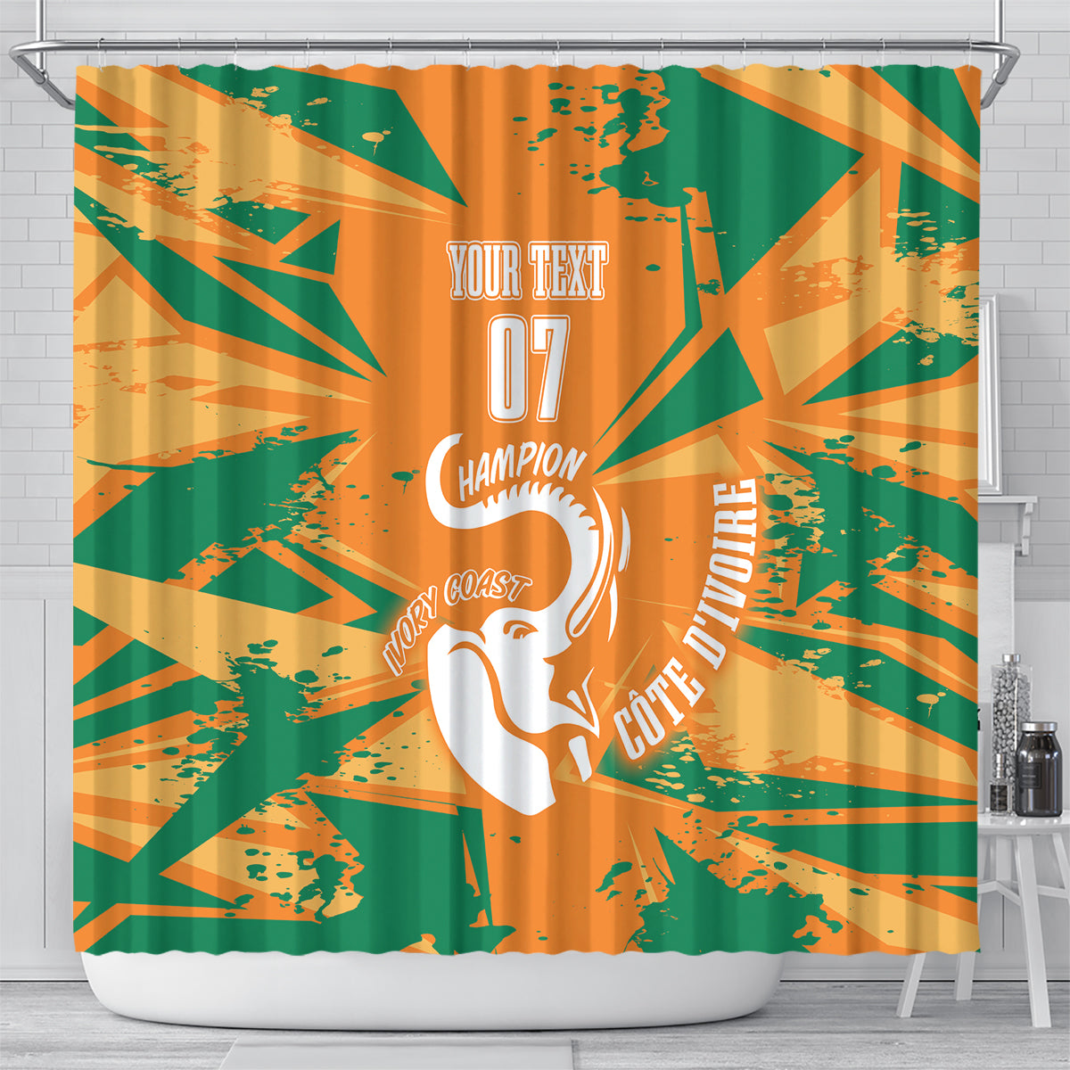 Ivory Coast Football Custom Shower Curtain Les Elephants Champions
