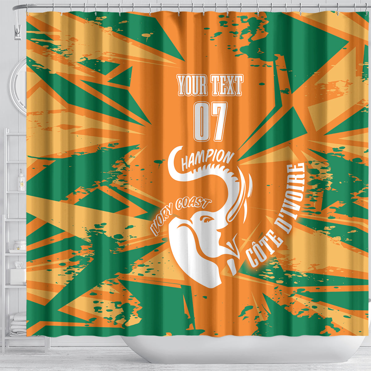 Ivory Coast Football Custom Shower Curtain Les Elephants Champions