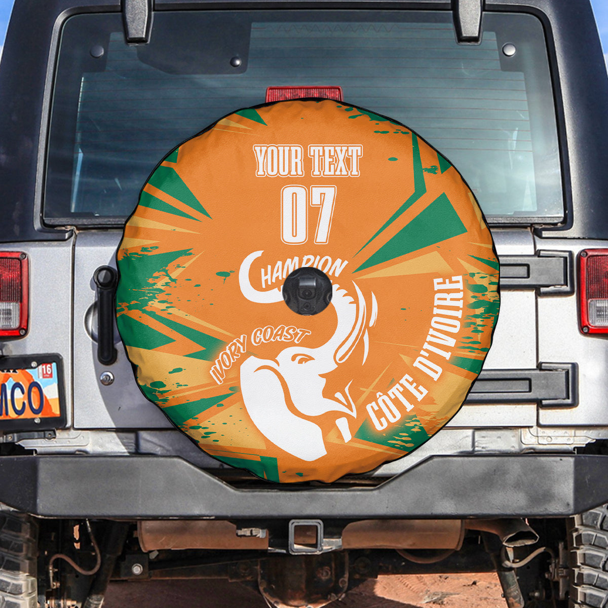 Ivory Coast Football Custom Spare Tire Cover Les Elephants Champions - Wonder Print Shop