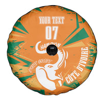 Ivory Coast Football Custom Spare Tire Cover Les Elephants Champions - Wonder Print Shop