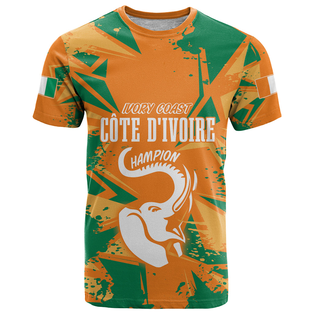 Ivory Coast Football Custom T Shirt Les Elephants Champions - Wonder Print Shop