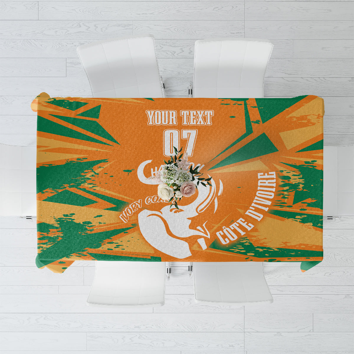 Ivory Coast Football Custom Tablecloth Les Elephants Champions - Wonder Print Shop
