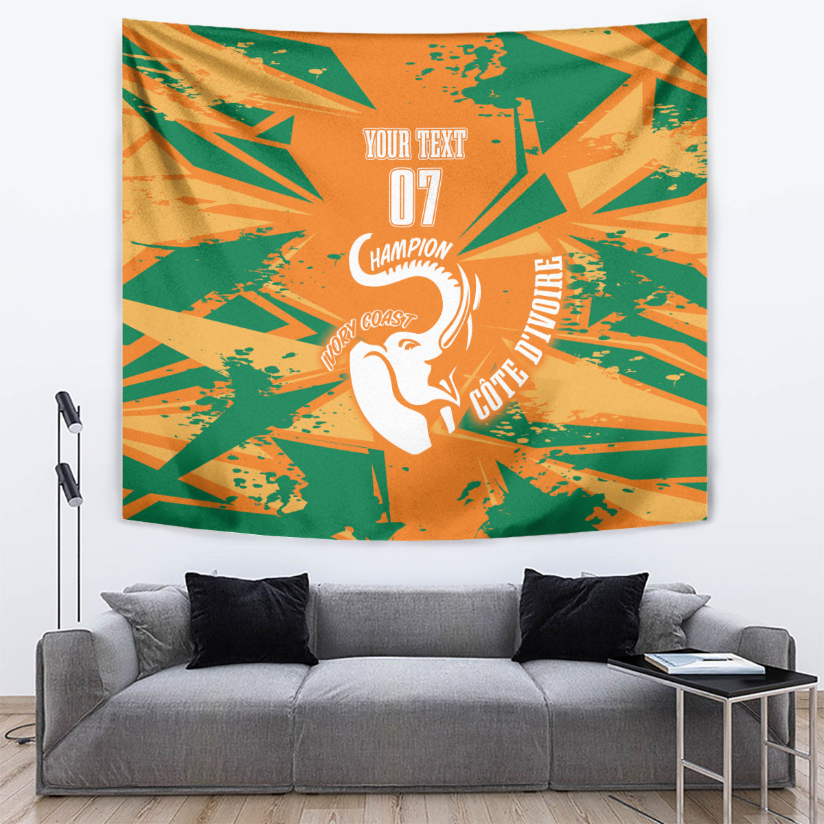 Ivory Coast Football Custom Tapestry Les Elephants Champions - Wonder Print Shop