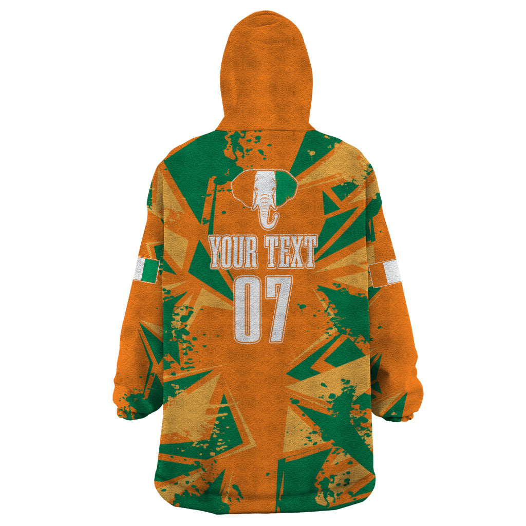 Ivory Coast Football Custom Wearable Blanket Hoodie Les Elephants Champions - Wonder Print Shop