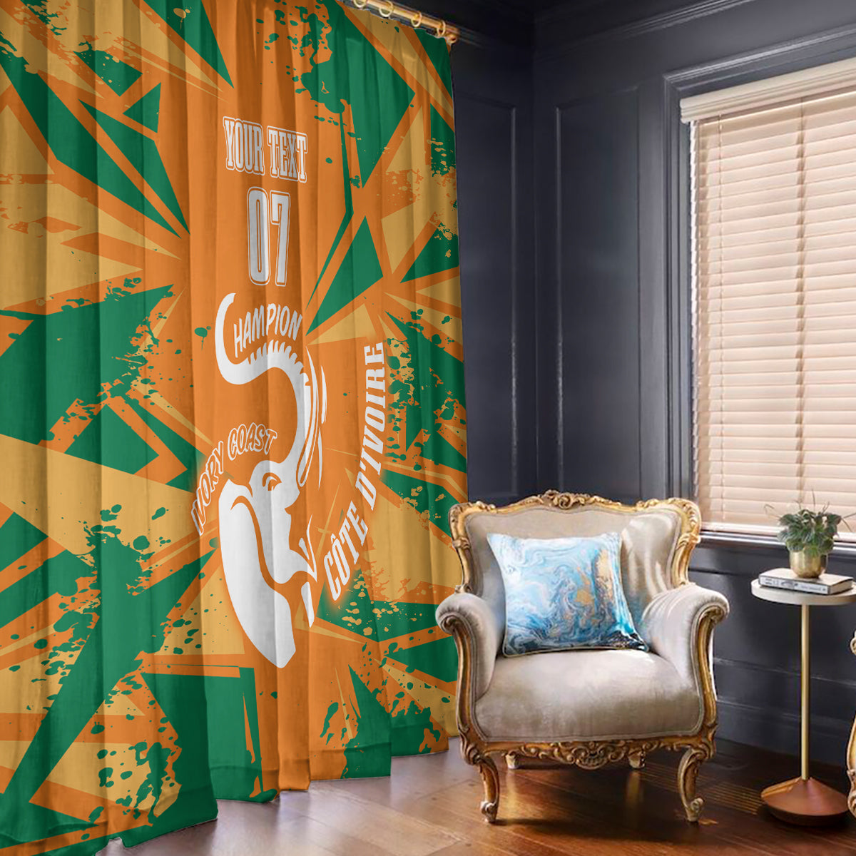 Ivory Coast Football Custom Window Curtain Les Elephants Champions - Wonder Print Shop