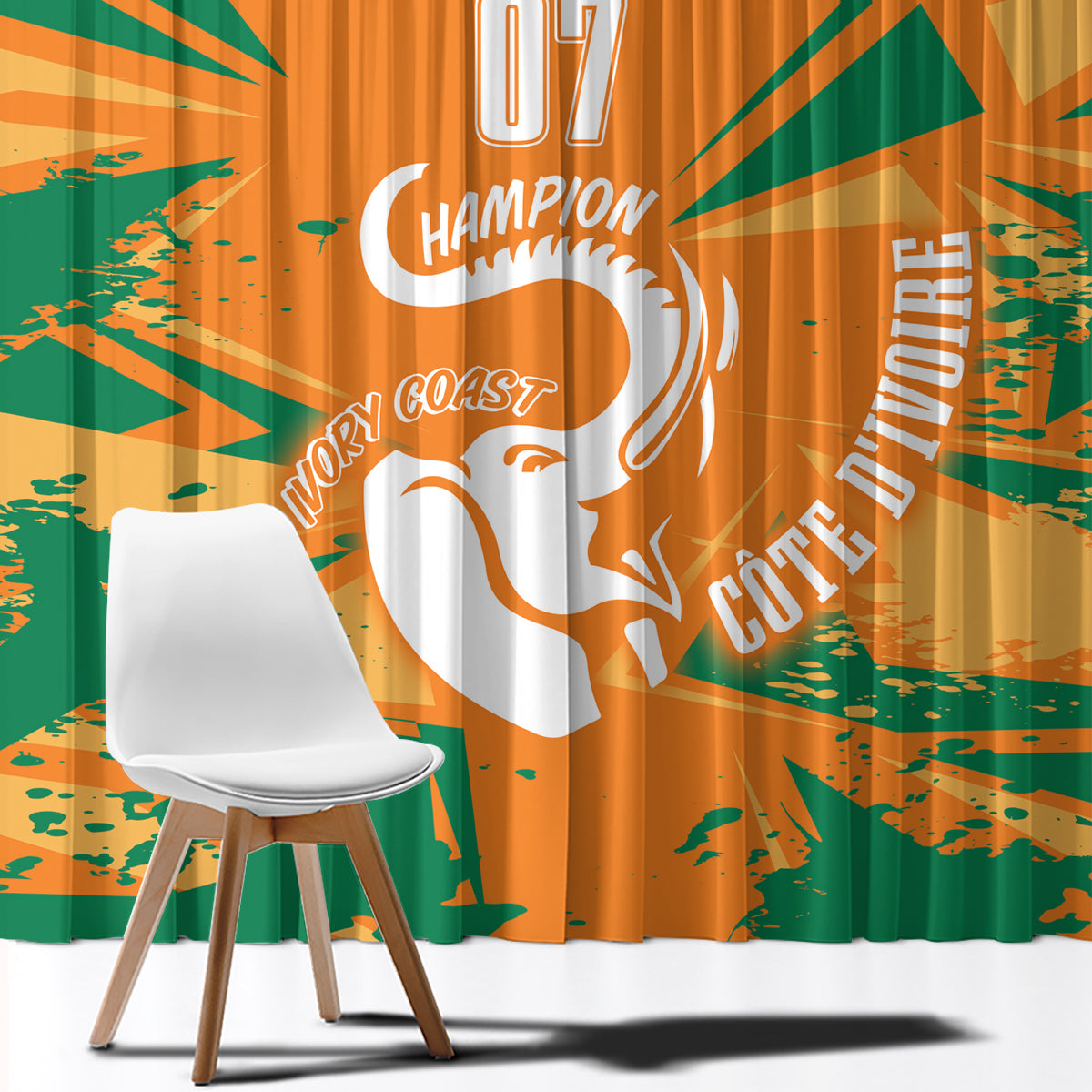 Ivory Coast Football Custom Window Curtain Les Elephants Champions - Wonder Print Shop