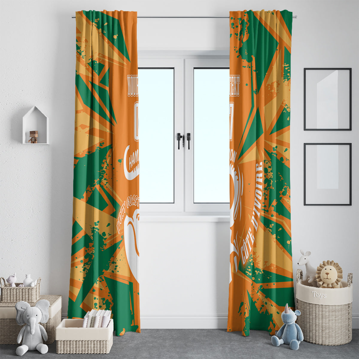 Ivory Coast Football Custom Window Curtain Les Elephants Champions - Wonder Print Shop