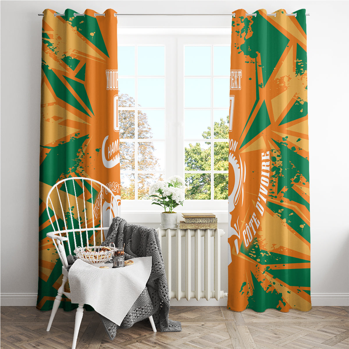 Ivory Coast Football Custom Window Curtain Les Elephants Champions - Wonder Print Shop