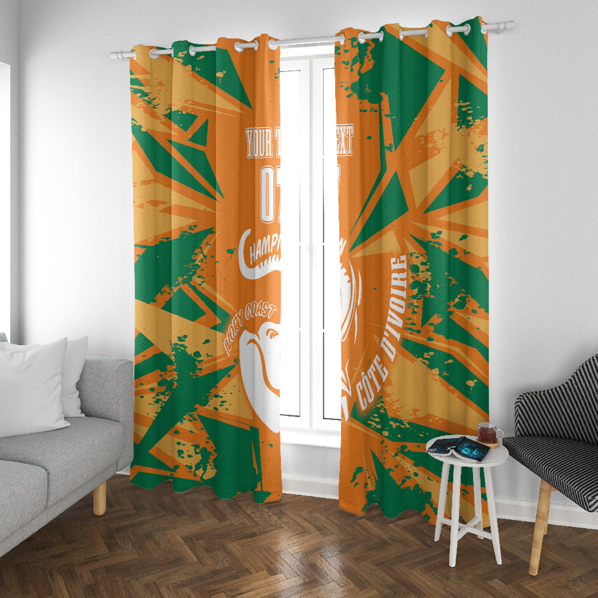 Ivory Coast Football Custom Window Curtain Les Elephants Champions - Wonder Print Shop