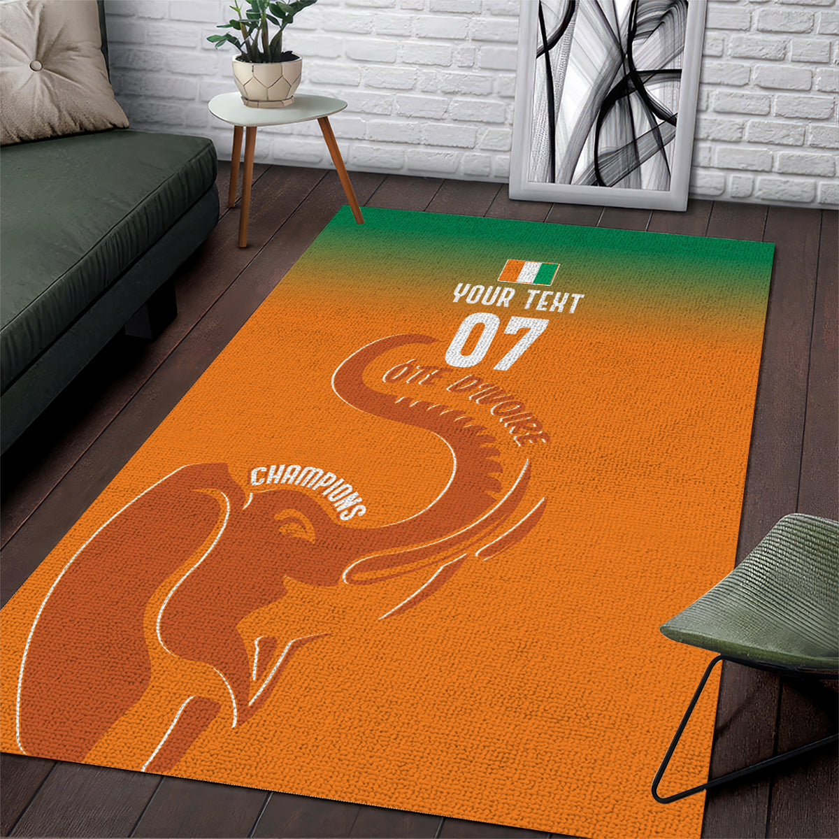 Ivory Coast Football Custom Area Rug Ivory Elephants - Basic Style LT7 - Wonder Print Shop