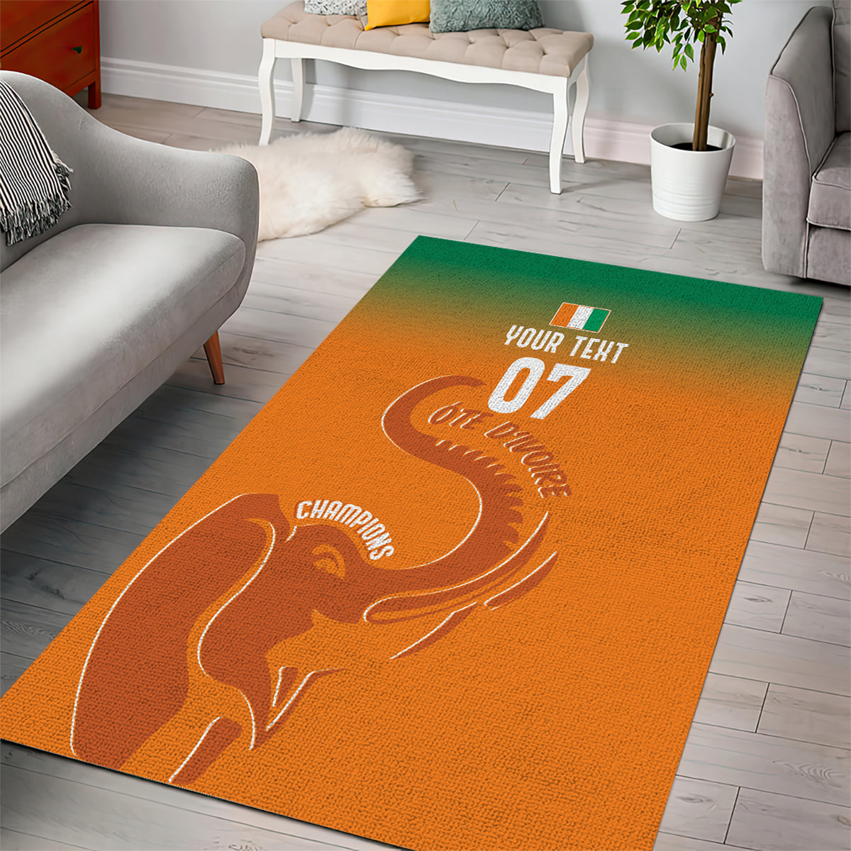 Ivory Coast Football Custom Area Rug Ivory Elephants - Basic Style LT7 - Wonder Print Shop