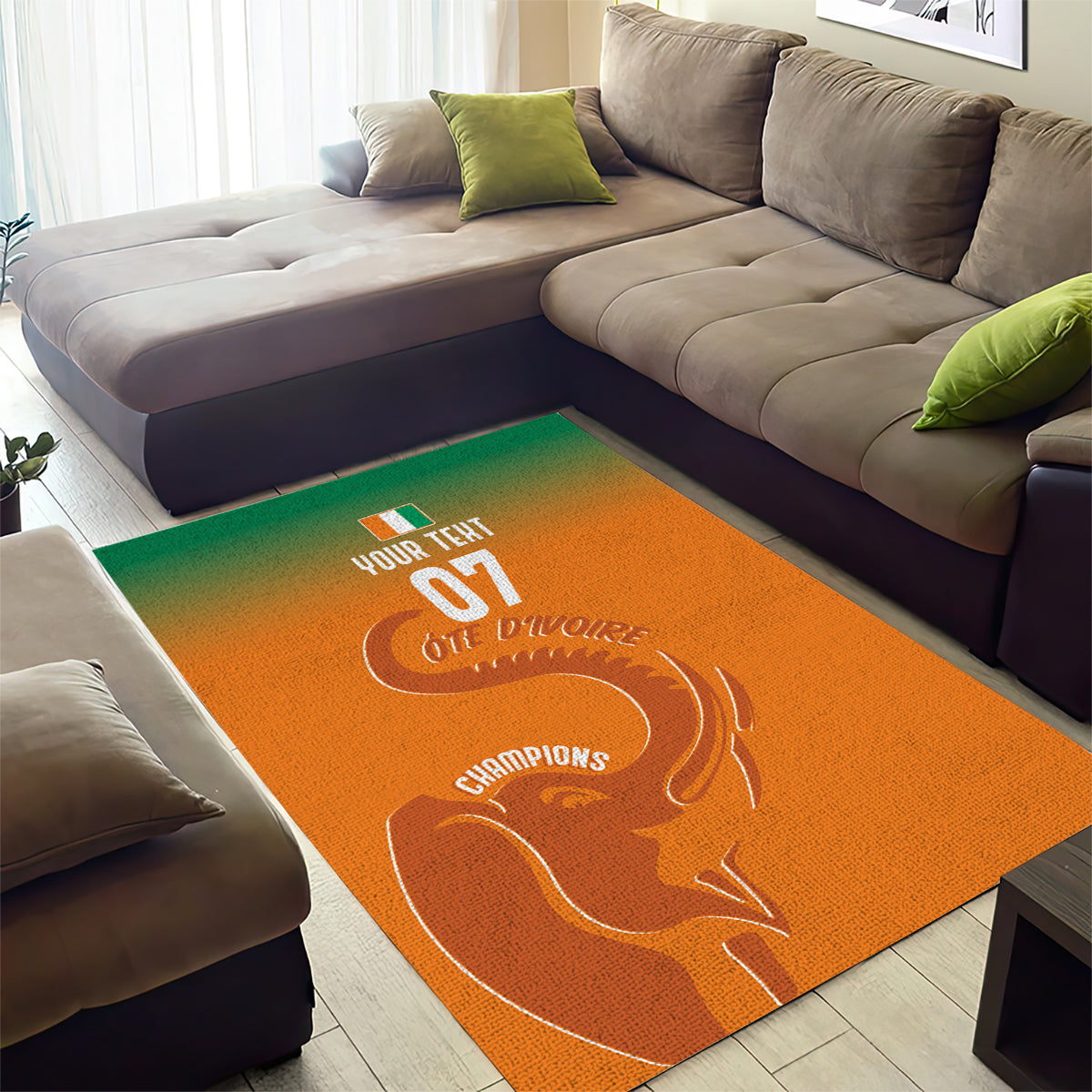 Ivory Coast Football Custom Area Rug Ivory Elephants - Basic Style LT7 - Wonder Print Shop