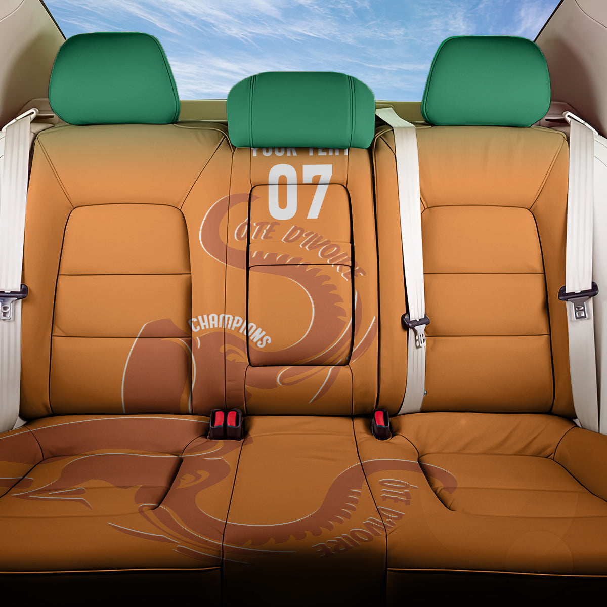 Ivory Coast Football Custom Back Car Seat Cover Ivory Elephants - Basic Style LT7 - Wonder Print Shop