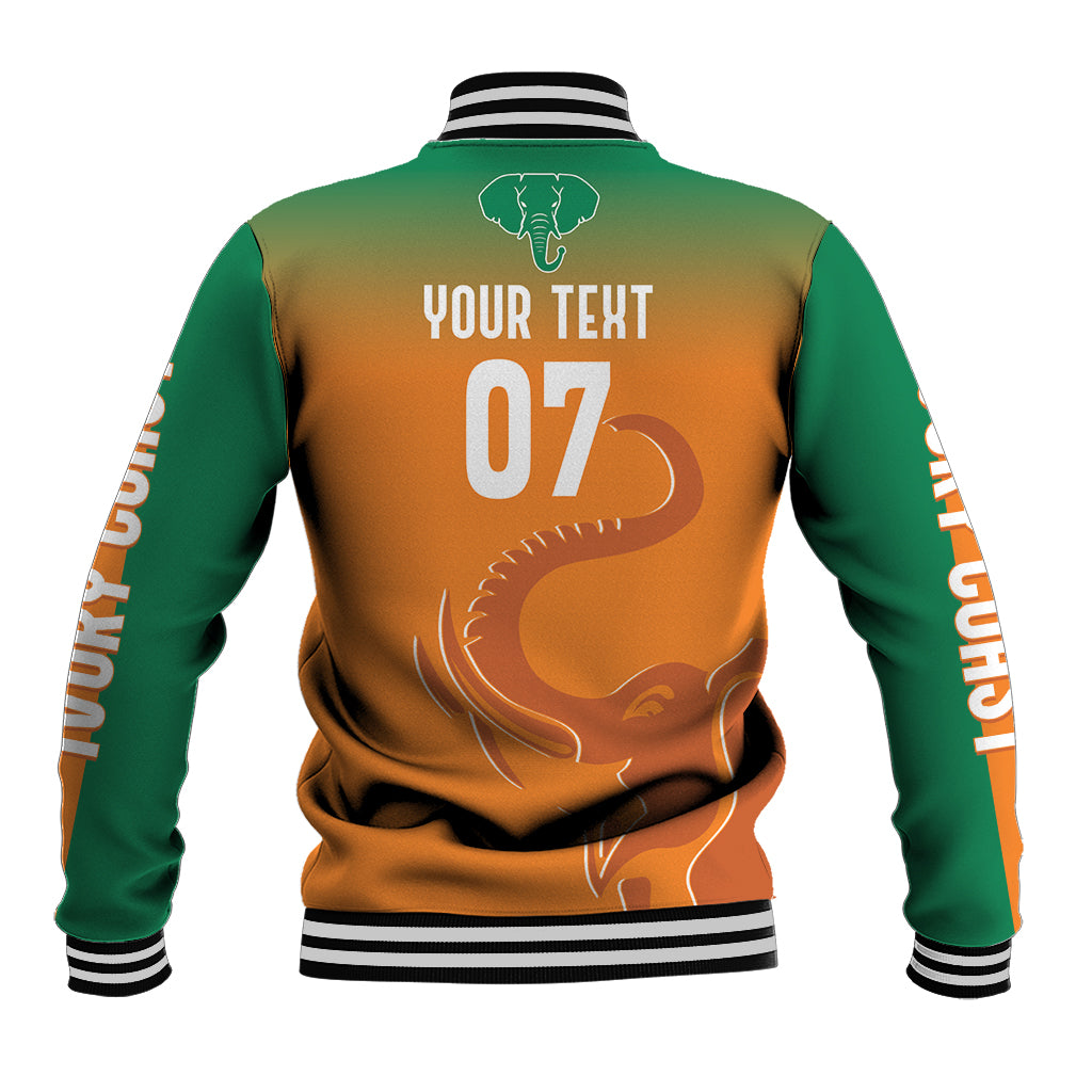 Ivory Coast Football Custom Baseball Jacket Ivory Elephants - Basic Style LT7 - Wonder Print Shop