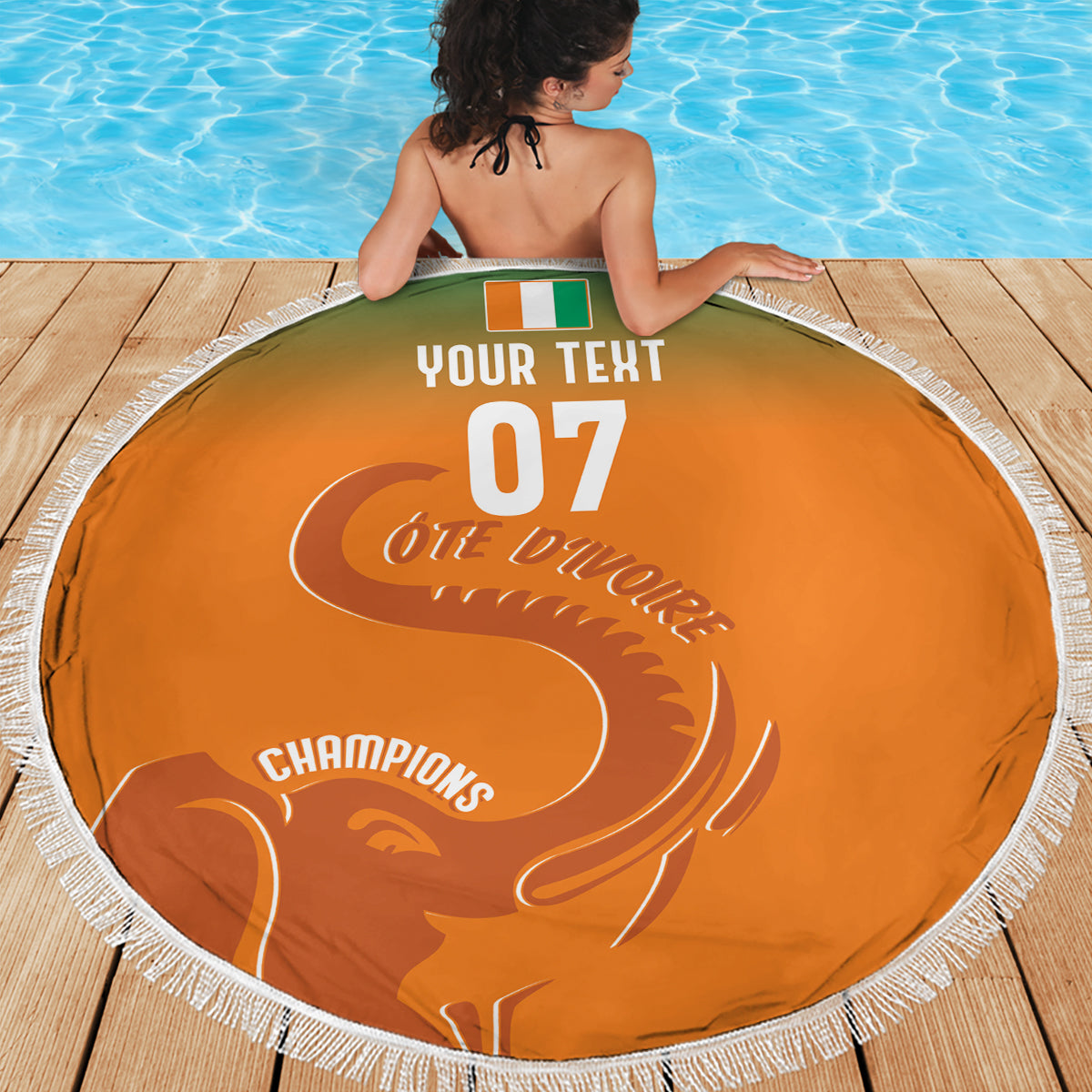 Ivory Coast Football Custom Beach Blanket Ivory Elephants - Basic Style LT7 - Wonder Print Shop