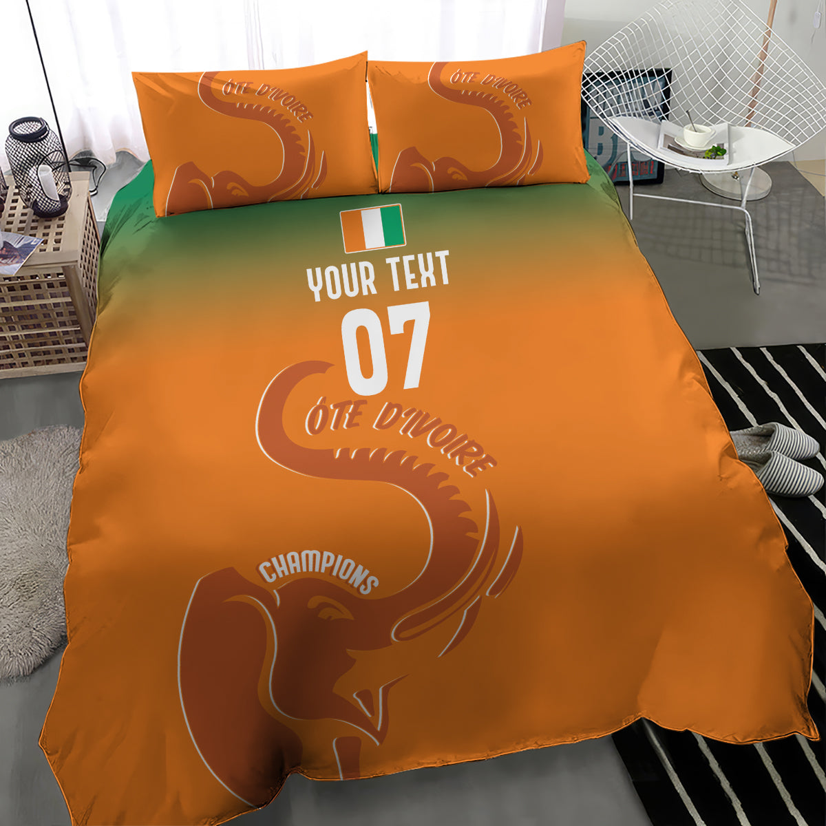 Ivory Coast Football Custom Bedding Set Ivory Elephants - Basic Style LT7 - Wonder Print Shop