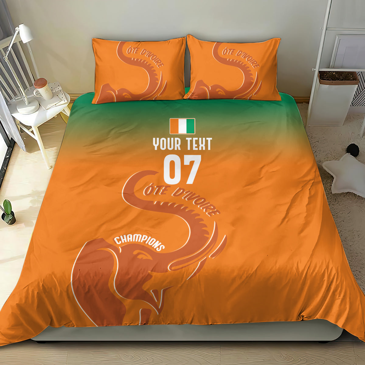 Ivory Coast Football Custom Bedding Set Ivory Elephants - Basic Style LT7 - Wonder Print Shop