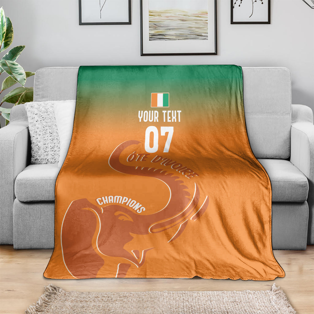 Ivory Coast Football Custom Blanket Ivory Elephants - Basic Style
