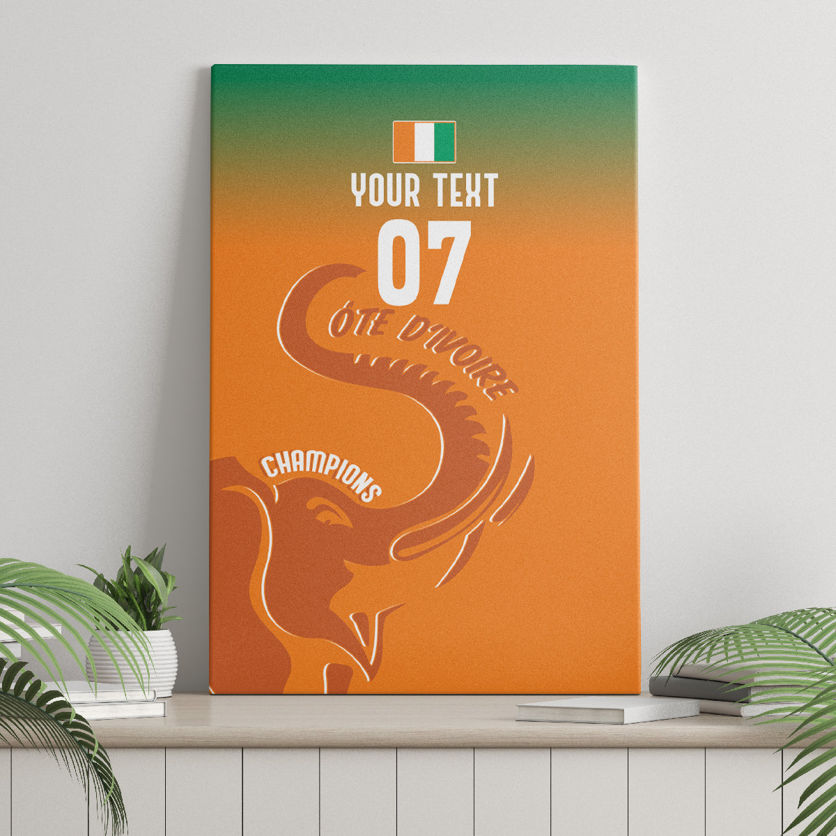 Ivory Coast Football Custom Canvas Wall Art Ivory Elephants - Basic Style LT7 - Wonder Print Shop