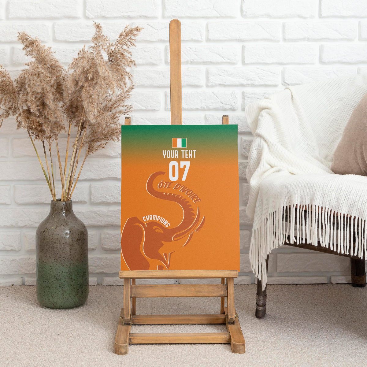 Ivory Coast Football Custom Canvas Wall Art Ivory Elephants - Basic Style LT7 - Wonder Print Shop