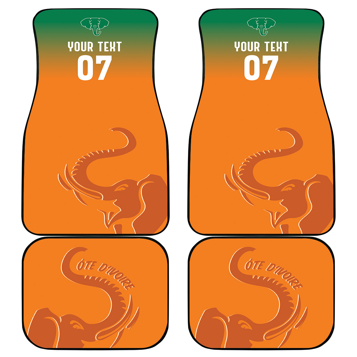 Ivory Coast Football Custom Car Mats Ivory Elephants - Basic Style LT7 - Wonder Print Shop